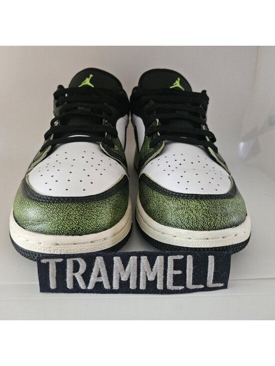 Nike Air Jordan 1 Low Green Crackle Black White Men’s Size 7Y